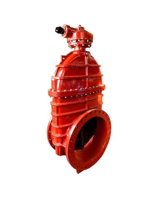 AWWA C509 NRS FLG x MJ Gate Valve with Cap Nut & Bevel Gearbox (JH004X-G)